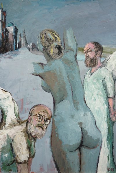 Klotz und Leifer und Famas Begehr, Öl auf Leinwand, 2013, 80 x 120