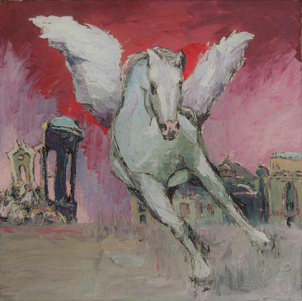 Pegasus in Dresden II, Öl auf Leinwand, 2016